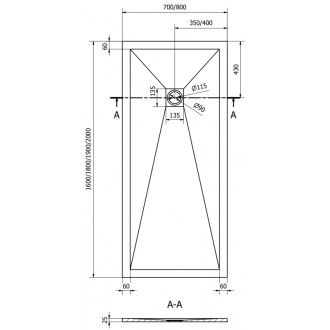 Mexen Stone+ obdélníková kompozitová vanička 180x70 cm, bílá, zlatý kryt 44107018-G