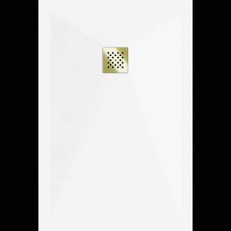 Mexen Stone+ obdélníková kompozitová vanička 100x80 cm, bílá, zlatý kryt 44108010-G