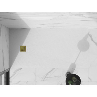 Mexen Stone+ obdélníková kompozitová vanička 160x90 cm, bílá, zlatý kryt 44109016-G