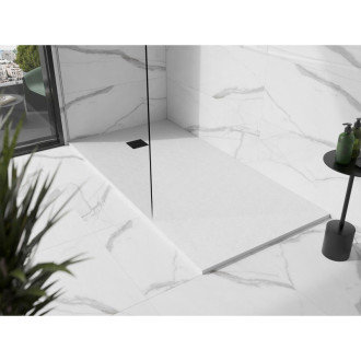 Mexen Stone+ obdélníková kompozitová vanička 180x70 cm, bílá, černý potah 44107018-B