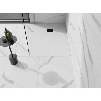 Mexen Stone+ obdélníková kompozitová vanička 130x90 cm, bílá, černý potah 44109013-B