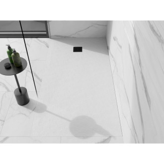 Mexen Stone+ obdélníková kompozitová vanička 160x90 cm, bílá, černý kryt 44109016-B
