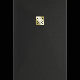 Mexen Stone+ obdélníková kompozitová vanička 120x80 cm, černá, zlatý kryt 44708012-G