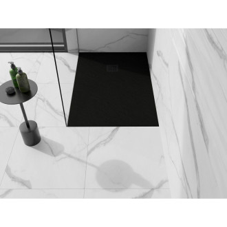 Mexen Stone+ obdélníková kompozitová vanička 120x70 cm, černá, černý kryt 44707012-B