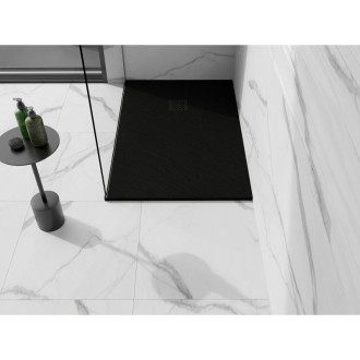 Mexen Stone+ obdélníková kompozitová vanička 120x70 cm, černá, černý kryt 44707012-B