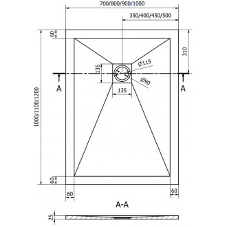 Mexen Stone+ obdélníková kompozitová vanička 120x70 cm, černá, černý kryt 44707012-B