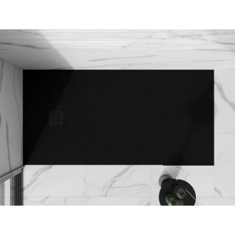 Mexen Stone+ obdélníková kompozitová vanička 180x70 cm, černá, černý kryt 44707018-B