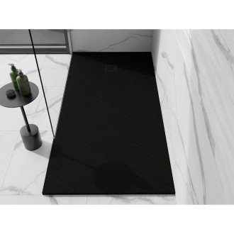 Mexen Stone+ obdélníková kompozitová vanička 180x70 cm, černá, černý kryt 44707018-B