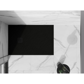 Mexen Stone+ obdélníková kompozitová vanička 140x80 cm, černá, černý kryt 44708014-B