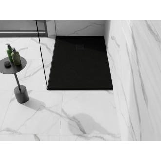 Mexen Stone+ obdélníková kompozitová vanička 130x90 cm, černá, černý kryt 44709013-B