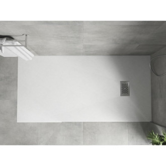 Mexen Hugo obdélníková sprchová vanička SMC 180 x 80 cm, bílá, nerezový kryt - 42108018-X