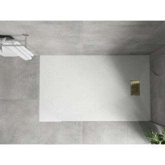 Mexen Hugo obdélníková sprchová vanička SMC 140 x 70 cm, bílá, zlatý kryt - 42107014-G