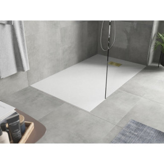 Mexen Hugo obdélníková sprchová vanička SMC 140 x 80 cm, bílá, zlatý kryt - 42108014-G