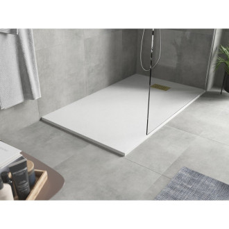 Mexen Hugo obdélníková sprchová vanička SMC 140 x 80 cm, bílá, zlatý kryt - 42108014-G