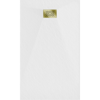 Mexen Hugo obdélníková sprchová vanička SMC 140 x 80 cm, bílá, zlatý kryt - 42108014-G