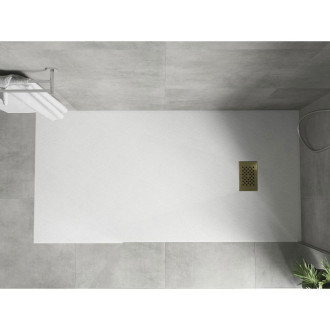 Mexen Hugo obdélníková sprchová vanička SMC 170 x 80 cm, bílá, zlatý kryt - 42108017-G