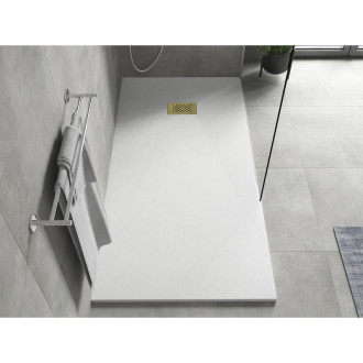 Mexen Hugo obdélníková sprchová vanička SMC 180 x 80 cm, bílá, zlatý kryt - 42108018-G