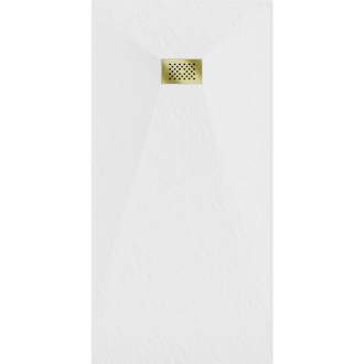 Mexen Hugo obdélníková sprchová vanička SMC 180 x 80 cm, bílá, zlatý kryt - 42108018-G