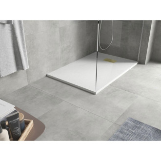 Mexen Hugo obdélníková sprchová vanička SMC 130 x 90 cm, bílá, zlatý kryt - 42109013-G