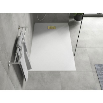 Mexen Hugo obdélníková sprchová vanička SMC 150 x 90 cm, bílá, zlatý kryt - 42109015-G