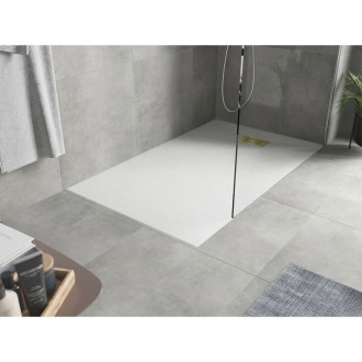 Mexen Hugo obdélníková sprchová vanička SMC 160 x 90 cm, bílá, zlatý kryt - 42109016-G