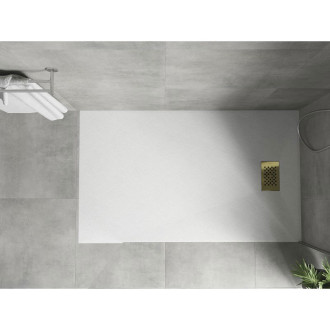 Mexen Hugo obdélníková sprchová vanička SMC 160 x 90 cm, bílá, zlatý kryt - 42109016-G