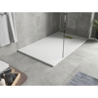Mexen Hugo obdélníková sprchová vanička SMC 160 x 90 cm, bílá, zlatý kryt - 42109016-G