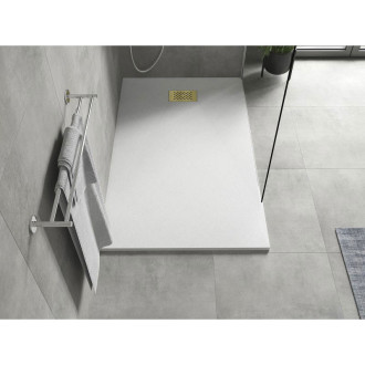 Mexen Hugo obdélníková sprchová vanička SMC 160 x 90 cm, bílá, zlatý kryt - 42109016-G