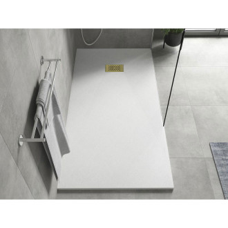 Mexen Hugo obdélníková sprchová vanička SMC 170 x 90 cm, bílá, zlatý kryt - 42109017-G