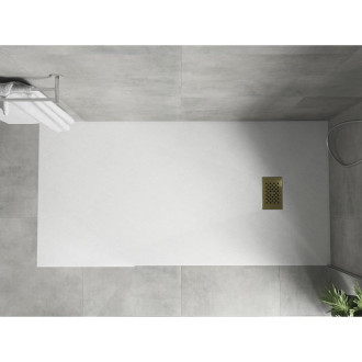 Mexen Hugo obdélníková sprchová vanička SMC 180 x 90 cm, bílá, zlatý kryt - 42109018-G