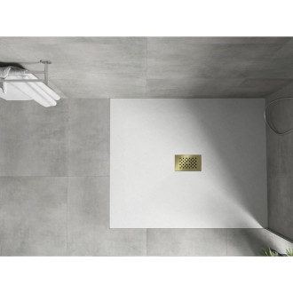 Mexen Hugo obdélníková sprchová vanička SMC 110 x 100 cm, bílá, zlatý kryt - 42101011-G