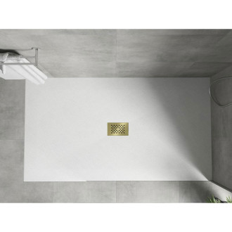 Mexen Hugo obdélníková sprchová vanička SMC 150 x 100 cm, bílá, zlatý kryt - 42101015-G
