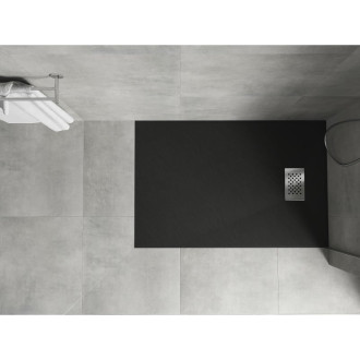 Mexen Hugo obdélníková sprchová vanička SMC 120 x 70 cm, černá, nerezový kryt - 42707012-X