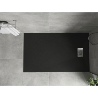 Mexen Hugo obdélníková sprchová vanička SMC 160 x 80 cm, černá, nerezový kryt - 42708016-X