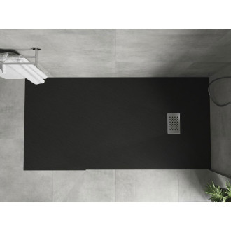 Mexen Hugo obdélníková sprchová vanička SMC 180 x 80 cm, černá, nerezový kryt - 42708018-X