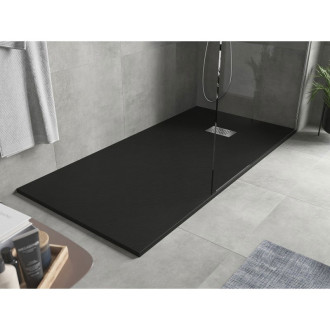 Mexen Hugo obdélníková sprchová vanička SMC 180 x 80 cm, černá, nerezový kryt - 42708018-X