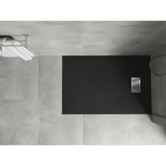 Mexen Hugo obdélníková sprchová vanička SMC 130 x 90 cm, černá, nerezový kryt - 42709013-X