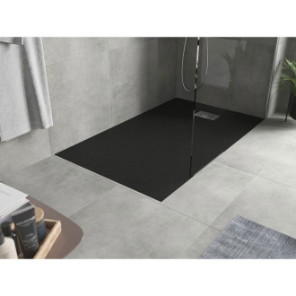 Mexen Hugo obdélníková sprchová vanička SMC 150 x 90 cm, černá, nerezový kryt - 42709015-X