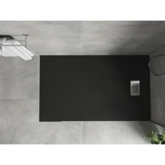 Mexen Hugo obdélníková sprchová vanička SMC 160 x 90 cm, černá, nerezový kryt - 42709016-X