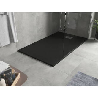 Mexen Hugo obdélníková sprchová vanička SMC 160 x 90 cm, černá, nerezový kryt - 42709016-X