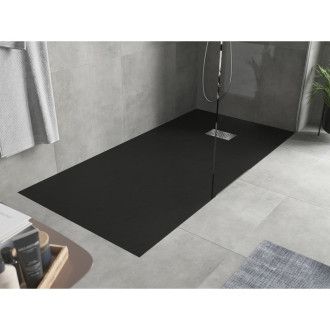 Mexen Hugo obdélníková sprchová vanička SMC 180 x 90 cm, černá, nerezový kryt - 42709018-X