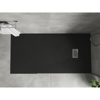 Mexen Hugo obdélníková sprchová vanička SMC 180 x 90 cm, černá, nerezový kryt - 42709018-X