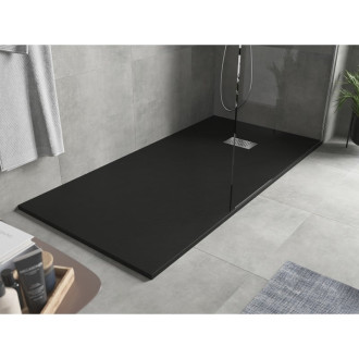 Mexen Hugo obdélníková sprchová vanička SMC 180 x 90 cm, černá, nerezový kryt - 42709018-X
