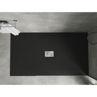 Mexen Hugo obdélníková sprchová vanička SMC 150 x 100 cm, černá, nerezový kryt 42701015-X