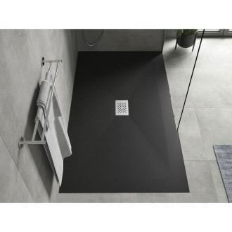 Mexen Hugo obdélníková sprchová vanička SMC 200 x 100 cm, černá, nerezový kryt 42701020-X
