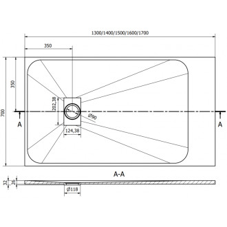 Mexen Hugo obdélníková sprchová vanička SMC 140 x 70 cm, černá, zlatý kryt - 42707014-G