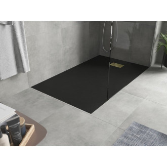 Mexen Hugo obdélníková sprchová vanička SMC 160 x 70 cm, černá, zlatý kryt - 42707016-G