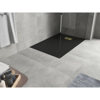 Mexen Hugo obdélníková sprchová vanička SMC 100 x 80 cm, černá, zlatý kryt - 42708010-G
