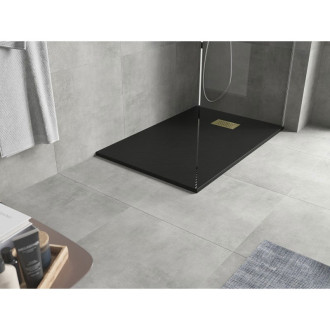 Mexen Hugo obdélníková sprchová vanička SMC 100 x 80 cm, černá, zlatý kryt - 42708010-G