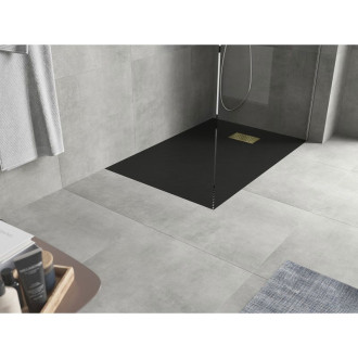 Mexen Hugo obdélníková sprchová vanička SMC 130 x 80 cm, černá, zlatý kryt - 42708013-G